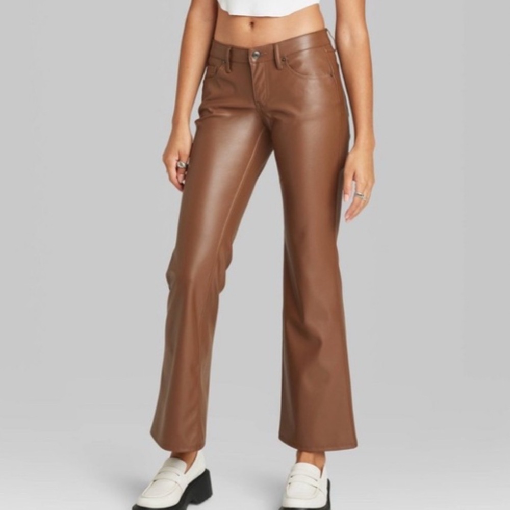 Wild Fable Low Rise Flare Faux Leather Pants
